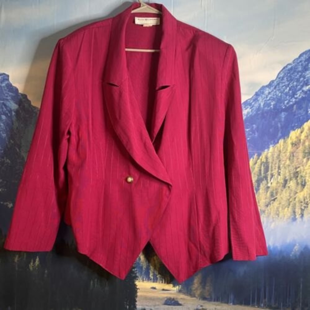 90's Vintage Maggie Lawrence Fuscia Oversized Blazer Size 18W